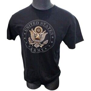 US Army Logo Crest T-Shirt United States of America Military Eagle Large Black